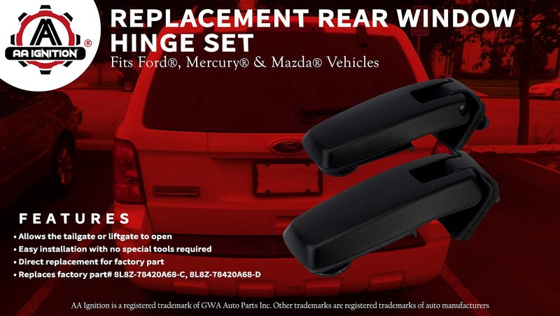 AA Ignition Rear Window Hinge Set - Compatible with Ford Escape, Mercury Mariner, Mazda Tribute 2008-2012 - Replaces 8L8Z78420A68C, 8L8Z78420A68D - Hinges Rear Hatch, Tailgate, Liftgate - Image 2